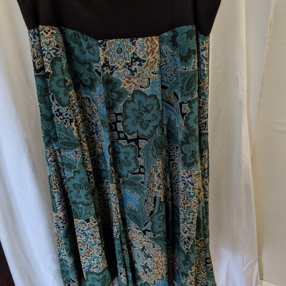 Jones New York midi skirt teal and brown floral - Picture 1 of 4